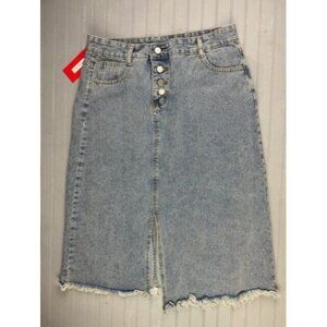 New Collections  M Womens Denim Jean Skirt Button Front Vented Hem Knee …